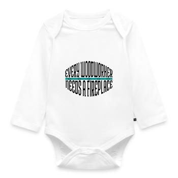 cool logging lumberjackwoodworking - Organic Longsleeve Baby Bodysuit - white - Front