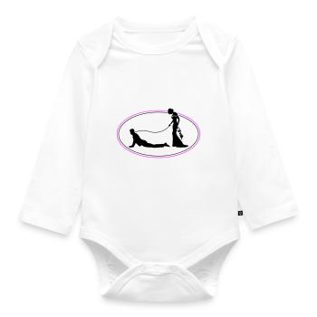 Wedding Newlyweds Leash - Organic Longsleeve Baby Bodysuit - white - Front