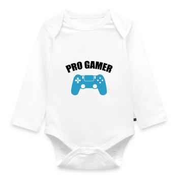 pro gamer - Baby Bio-Langarm-Body - Weiß - Vorne