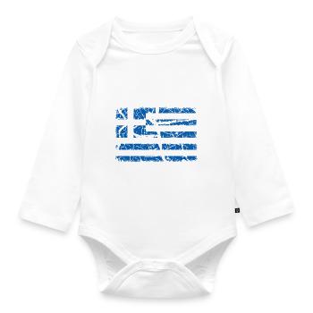 Drapeau de la Grèce - Body Bébé bio manches longues - blanc - Devant