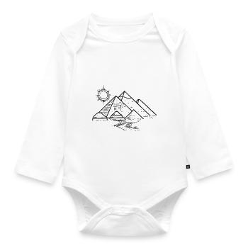 Pyramids - Organic Longsleeve Baby Bodysuit - white - Front