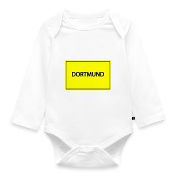 Town sign Dortmund - Organic Longsleeve Baby Bodysuit - white - Front
