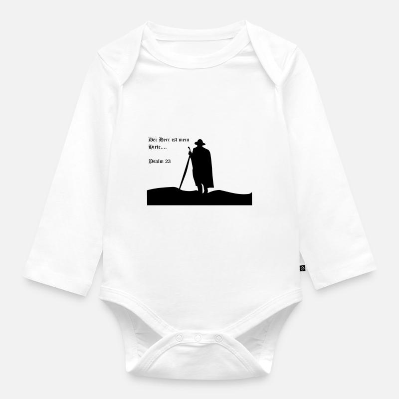 Der Herr ist mein Hirte - Baby Bio-Langarm-Body - Weiß