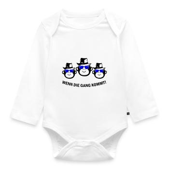 Monkey Gang - Organic Longsleeve Baby Bodysuit - white - Front