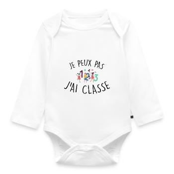 je peux pas j'ai classe / rentrée des classes - Body Bébé bio manches longues - blanc - Devant