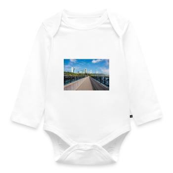 Die Skyline von Niagara City und das Panorama der Niagarafälle - Baby Bio-Langarm-Body - Weiß - Vorne