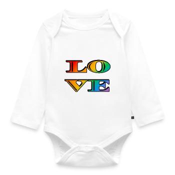 Amour arc-en-ciel rétro - Body Bébé bio manches longues - blanc - Devant