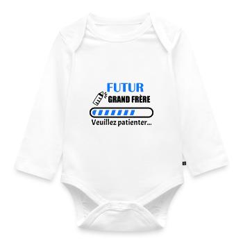futur grand frère, futur grand-frère, bientôt - Body Bébé bio manches longues - blanc - Devant