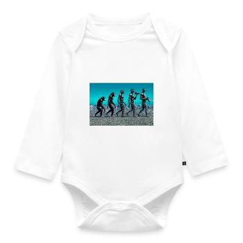 Evolution des Fotografen: Vom Affen zum KI-Fotografen - Baby Bio-Langarm-Body - Weiß - Vorne