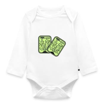 Micro Chip 2 - Organic Longsleeve Baby Bodysuit - white - Front