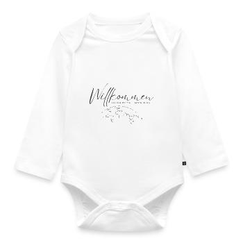 Willkommen auf der Welt kleines Wunder / Baby - Baby Bio-Langarm-Body - Weiß - Vorne