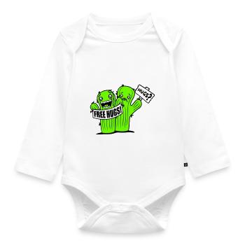 Free Hugs Kaktus Umarmung Gesicht Traurig Schild - Baby Bio-Langarm-Body - Weiß - Vorne