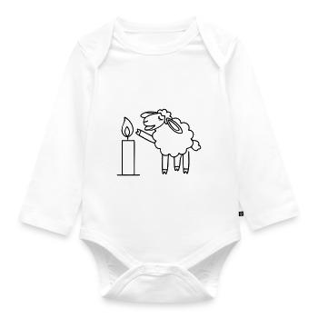 singendes Schaf mit Kerze Weihnachten - Baby Bio-Langarm-Body - Weiß - Vorne