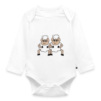 2 Schafe Gucken Müde Gelangweilt Freunde Team Crew - Baby Bio-Langarm-Body - Weiß - Vorne