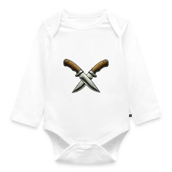 messer 2 - Baby Bio-Langarm-Body - Weiß - Vorne
