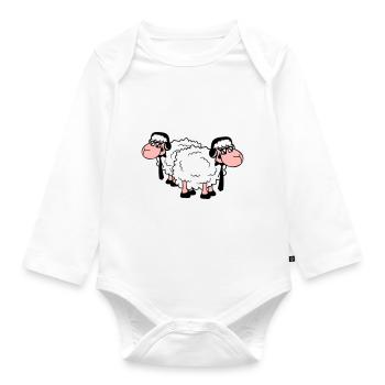 2 mouton lunettes de soleil musique fête DJ équipe amis - Body Bébé bio manches longues - blanc - Devant