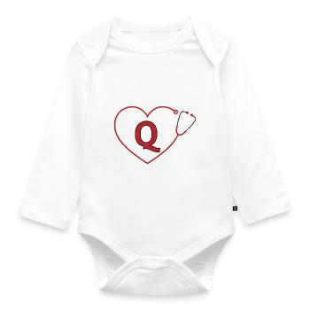 Letter q stethoscope - Organic Longsleeve Baby Bodysuit - white - Front
