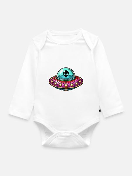 ufo comic - Baby Bio-Langarm-Body - Weiß
