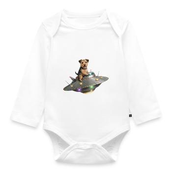Space Terrier: Reise ins Unbekannte - Baby Bio-Langarm-Body - Weiß - Vorne