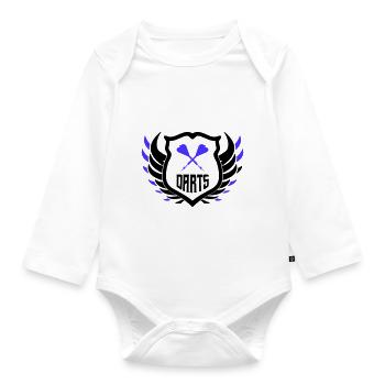 darts crest - Baby Bio-Langarm-Body - Weiß - Vorne
