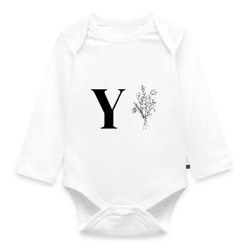 Minimalist Flowers - Organic Longsleeve Baby Bodysuit - white - Front