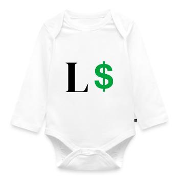 Lettre l dollar - Body Bébé bio manches longues - blanc - Devant
