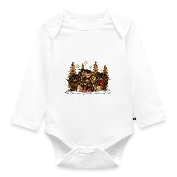 Afro Gnome Weihnachten - Baby Bio-Langarm-Body - Weiß - Vorne