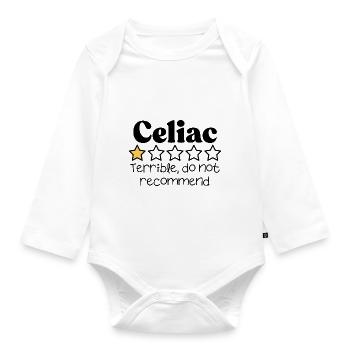 Celiac Disease Sarcastic Funny quote - Organic Longsleeve Baby Bodysuit - white - Front