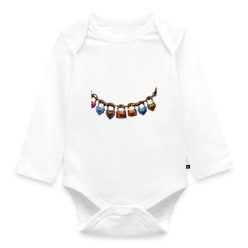 Liebesschlösser mit Herzen - Baby Bio-Langarm-Body - Weiß - Vorne