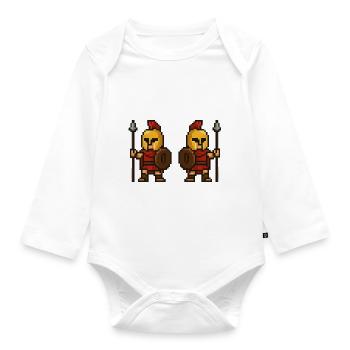 spartaner pixel 2 - Baby Bio-Langarm-Body - Weiß - Vorne