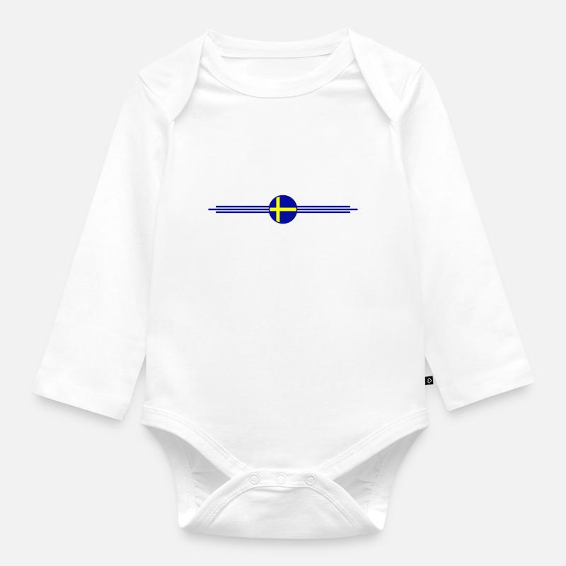 Drapeau de la Suède Drapeau - Body Bébé bio manches longues - blanc