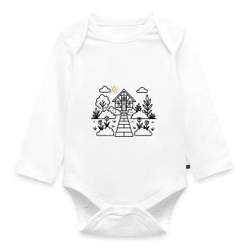 Schrebergarten Garten Natur - Baby Bio-Langarm-Body - Weiß - Vorne