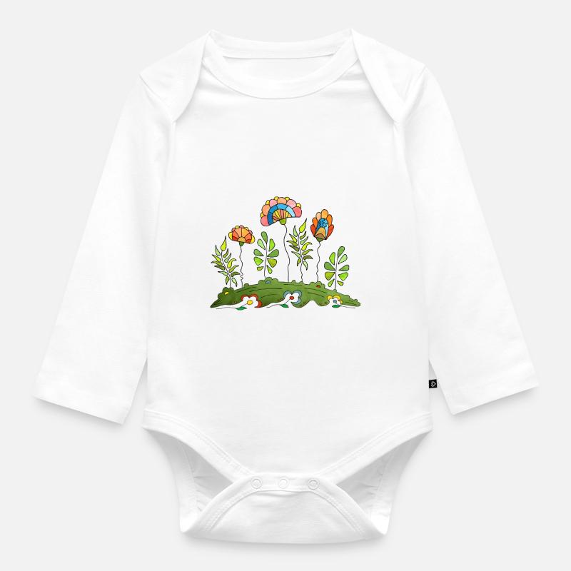 Blumen - Baby Bio-Langarm-Body - Weiß