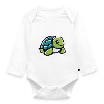 Grüne Landschildkröte - Baby Bio-Langarm-Body - Weiß - Vorne