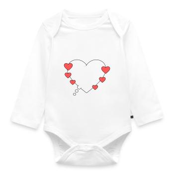 Thought bubble with hearts - Organic Longsleeve Baby Bodysuit - white - Front