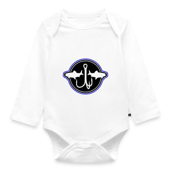 Fish Fishing Fishing Hooks - Organic Longsleeve Baby Bodysuit - white - Front
