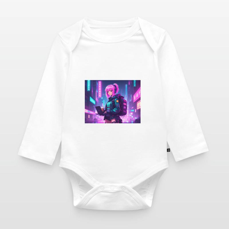 Neon Hacker Girl – Prêt à coder et à conquérir Body Bébé bio manches longues