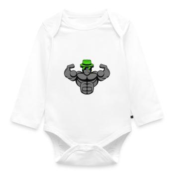 strong gorilla - Baby Bio-Langarm-Body - Weiß - Vorne