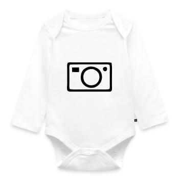 Camera - Organic Longsleeve Baby Bodysuit - white - Front