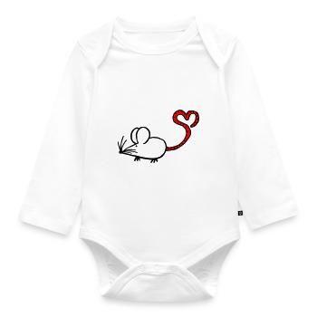 Mausi-Herz - Baby Bio-Langarm-Body - Weiß - Vorne