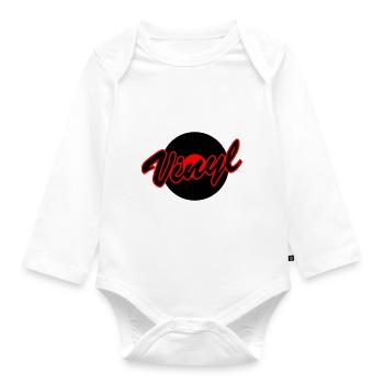 Vinyl mit Platte - Baby Bio-Langarm-Body - Weiß - Vorne