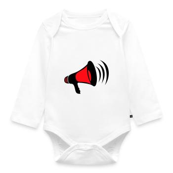 mega, megaphone, megaphone, demonstrate, call, cry - Organic Longsleeve Baby Bodysuit - white - Front