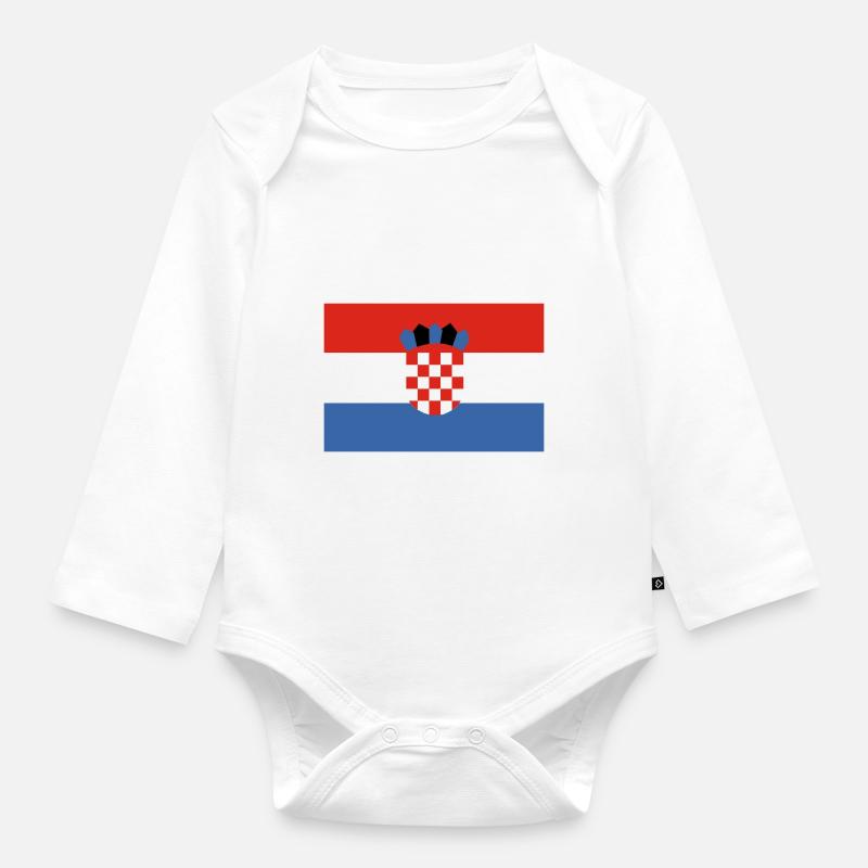 Croatie - drapeau - Body Bébé bio manches longues - blanc