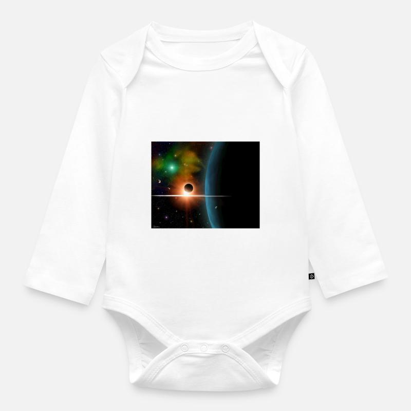 Planete - Body Bébé bio manches longues - blanc