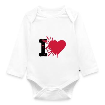 i love - Body Bébé bio manches longues - blanc - Devant