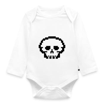 Pixel Skull - Organic Longsleeve Baby Bodysuit - white - Front
