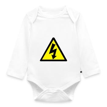 Strom Warnung - Baby Bio-Langarm-Body - Weiß - Vorne