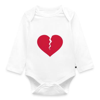 broken heart - Organic Longsleeve Baby Bodysuit - white - Front