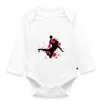 frauen handball Sprungwurf - Baby Bio-Langarm-Body - Weiß - Vorne