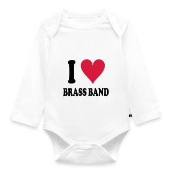 I love Brass Band - Organic Longsleeve Baby Bodysuit - white - Front